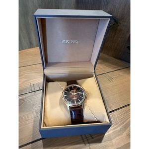 Seiko Presage SRPB46 Brown Dial Automatic Brown Leather Strap Men's Watch